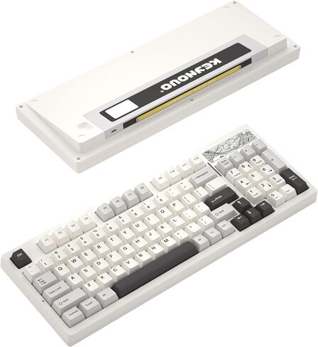 YUNZII Keynovo IF98 98 Key 96% 1800 Hot Swappable Gasket Mechanical Gaming Keyboard with Double Shot PBT Keycaps, RGB Backlight for Mac & Win (Custom Linear Switch, White) in Kuwait