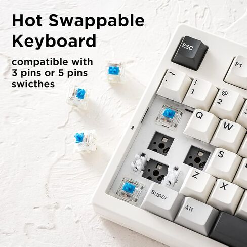 YUNZII Keynovo IF98 98 Key 96% 1800 Hot Swappable Gasket Mechanical Gaming Keyboard with Double Shot PBT Keycaps, RGB Backlight for Mac & Win (Custom Linear Switch, White) in Kuwait