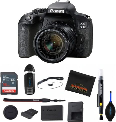 كاميرا Canon EOS 800D الرقمية SLR مع 18-55 هي عدسة STM باللون الأسود (مع حزمة الملحقات الأساسية) in Kuwait
