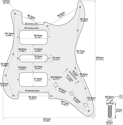 Banworks Strat HSH Pickguard مع فتحة هامبوكر مفتوحة الزاوية، لوحة خدش ذات 4 طبقات و11 فتحة للولايات المتحدة الأمريكية/المكسيكية Fender Standard Stratocaster Strat ST JT/HB-34 لؤلؤة بيضاء in Saudi Arabia