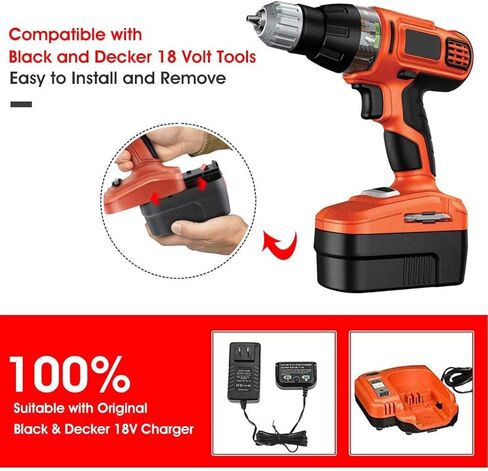 2-Pack [Upgraded to 3600mAh] HPB18 Replacement for Black and Decker 18V Battery Compatible with B-lack and Decker 18 Volt Battery Ni-Mh 244760-00 A1718 FS18FL FSB18 Firestorm Cordless Tools (Red) in Saudi Arabia