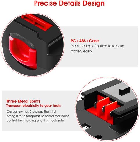 2-Pack [Upgraded to 3600mAh] HPB18 Replacement for Black and Decker 18V Battery Compatible with B-lack and Decker 18 Volt Battery Ni-Mh 244760-00 A1718 FS18FL FSB18 Firestorm Cordless Tools (Red) in Saudi Arabia