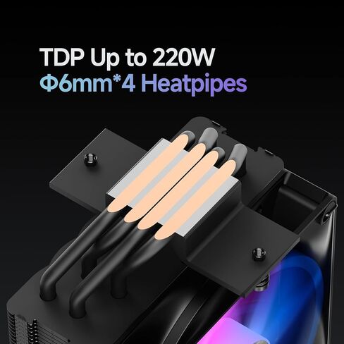 Delta A40 ARGB CPU Air Cooler,120mm Hydraulic Bearing Silence PWM Fan, UP to 2000 RPM, 4 Copper Heat Pipes,TDP 220W,ARGB PC Cooler Fan for AMD AM4/AM5,Intel LGA 115X/1200/1700/1851,BK in Kuwait