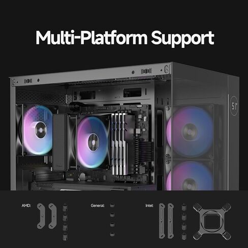 Delta A40 ARGB CPU Air Cooler,120mm Hydraulic Bearing Silence PWM Fan, UP to 2000 RPM, 4 Copper Heat Pipes,TDP 220W,ARGB PC Cooler Fan for AMD AM4/AM5,Intel LGA 115X/1200/1700/1851,BK in Kuwait