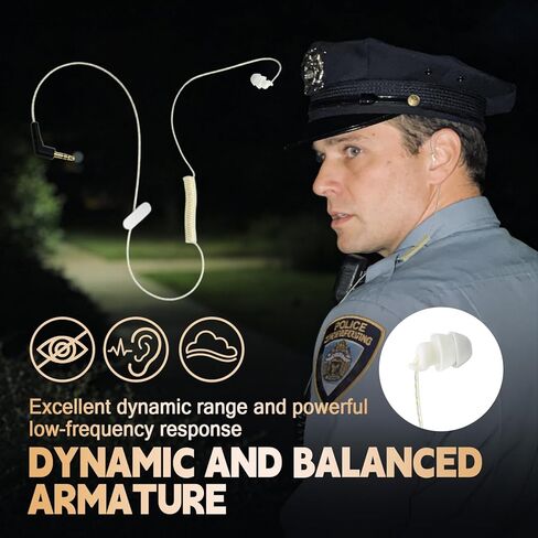 WODASEN 3.5mm Tubeless Listen Only Earpiece HDLO Convert High Definition FBI Certified Clear Stealth for Police Law Enforcement Use in Kuwait