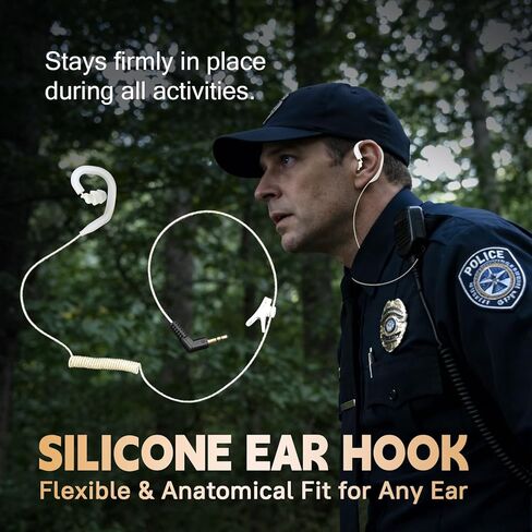 WODASEN 3.5mm Tubeless Listen Only Earpiece HDLO Convert High Definition FBI Certified Clear Stealth for Police Law Enforcement Use in Kuwait