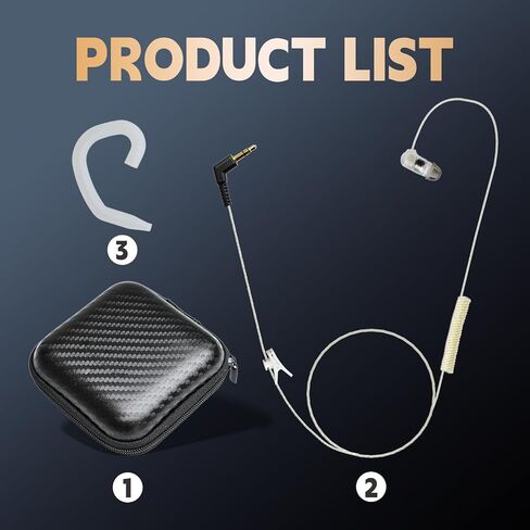 WODASEN 3.5mm Tubeless Listen Only Earpiece HDLO Convert High Definition FBI Certified Clear Stealth for Police Law Enforcement Use in Kuwait