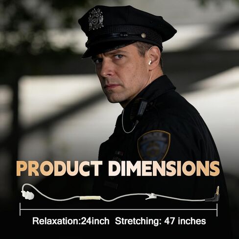 WODASEN 3.5mm Tubeless Listen Only Earpiece HDLO Convert High Definition FBI Certified Clear Stealth for Police Law Enforcement Use in Kuwait