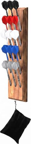Viper Dart Caddy Solid Wood Wall Mounted Dart Holder/Stand with Accessory Storage Bag, Displays 4 Sets of Steel/Soft Tip Darts, Compatible with All Sisal & Electronic Dartboards, Surrounds & Cabinets in Saudi Arabia