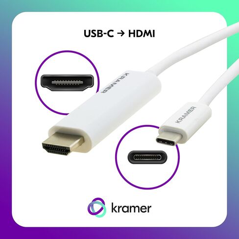 كابل محول Kramer USB-C إلى HDMI - فيديو فقط، إخراج 4K@60 هرتز، التوصيل والتشغيل، USB-C إلى HDMI، 10 قدم (C-USBC/HM-10) in Kuwait