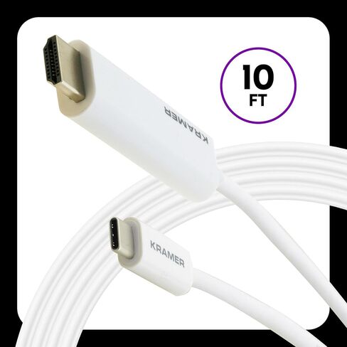 كابل محول Kramer USB-C إلى HDMI - فيديو فقط، إخراج 4K@60 هرتز، التوصيل والتشغيل، USB-C إلى HDMI، 10 قدم (C-USBC/HM-10) in Kuwait