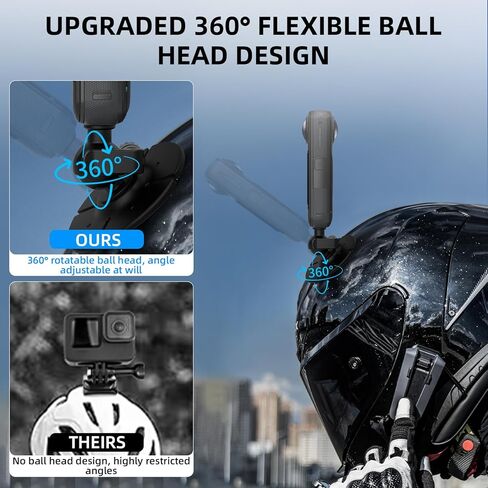 2Pack Helmet Flexible Adhesive Mount for Insta360, 360° Adjustable Sticky Holder with Safety Buckle for GoPro, Insta 360 X5/X4/Ace Pro 2/GO 3S, for DJI Action 6 5 4 Motorcycle Ski Accessories in Kuwait