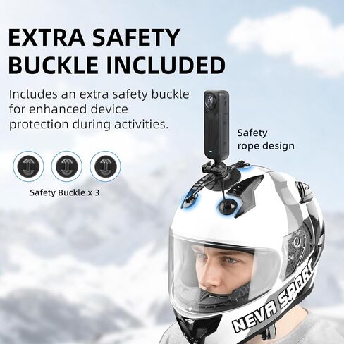 2Pack Helmet Flexible Adhesive Mount for Insta360, 360° Adjustable Sticky Holder with Safety Buckle for GoPro, Insta 360 X5/X4/Ace Pro 2/GO 3S, for DJI Action 6 5 4 Motorcycle Ski Accessories in Kuwait