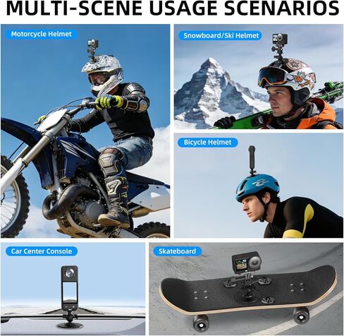 2Pack Helmet Flexible Adhesive Mount for Insta360, 360° Adjustable Sticky Holder with Safety Buckle for GoPro, Insta 360 X5/X4/Ace Pro 2/GO 3S, for DJI Action 6 5 4 Motorcycle Ski Accessories in Kuwait