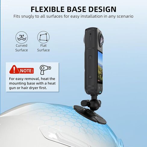 2Pack Helmet Flexible Adhesive Mount for Insta360, 360° Adjustable Sticky Holder with Safety Buckle for GoPro, Insta 360 X5/X4/Ace Pro 2/GO 3S, for DJI Action 6 5 4 Motorcycle Ski Accessories in Kuwait