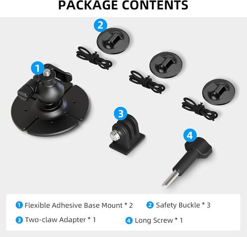2Pack Helmet Flexible Adhesive Mount for Insta360, 360° Adjustable Sticky Holder with Safety Buckle for GoPro, Insta 360 X5/X4/Ace Pro 2/GO 3S, for DJI Action 6 5 4 Motorcycle Ski Accessories in Kuwait