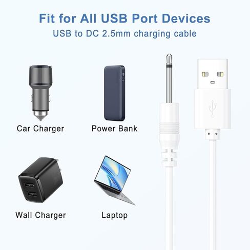 Vancle 2 حزمة كابل شحن DC - USB إلى DC 2.5 مم سلك شاحن سريع لأجهزة التجميل كابل شحن مدلك سلك شاحن in Kuwait