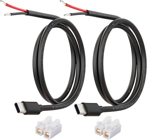كابل طاقة USB-C إلى سلك عاري، 20AWG 1M نوع C ذكر ضفيرة الطاقة، سلك طاقة 5 فولت 5 أمبير DIY مع موصلات سلكية نحاسية سريعة، لشريط LED، Arduino، مشاريع الإلكترونيات، عبوتان in Kuwait