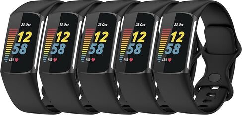 5 قطع من الأربطة المتوافقة مع Fitbit Charge 6/Charge 5 أشرطة بديلة من السيليكون الناعم لأساور المعصم للنساء والرجال، مقاس صغير/كبير in Kuwait