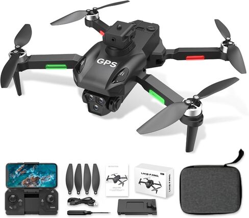 طائرة بدون طيار ألفا جي بي إس مع كاميرا، طائرة بدون طيار احترافية FPV للمبتدئين مع كاميرات مزدوجة RC كوادكوبتر هدايا داخلية وخارجية للبالغين in Kuwait