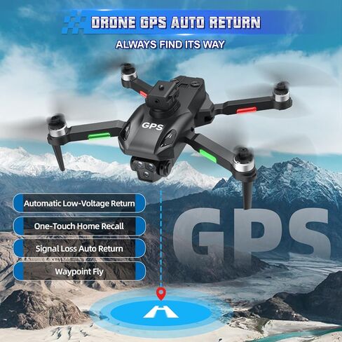 طائرة بدون طيار ألفا جي بي إس مع كاميرا، طائرة بدون طيار احترافية FPV للمبتدئين مع كاميرات مزدوجة RC كوادكوبتر هدايا داخلية وخارجية للبالغين in Kuwait