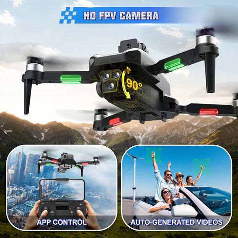 طائرة بدون طيار ألفا جي بي إس مع كاميرا، طائرة بدون طيار احترافية FPV للمبتدئين مع كاميرات مزدوجة RC كوادكوبتر هدايا داخلية وخارجية للبالغين in Kuwait