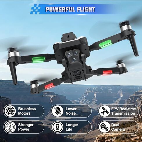 طائرة بدون طيار ألفا جي بي إس مع كاميرا، طائرة بدون طيار احترافية FPV للمبتدئين مع كاميرات مزدوجة RC كوادكوبتر هدايا داخلية وخارجية للبالغين in Kuwait