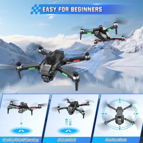 طائرة بدون طيار ألفا جي بي إس مع كاميرا، طائرة بدون طيار احترافية FPV للمبتدئين مع كاميرات مزدوجة RC كوادكوبتر هدايا داخلية وخارجية للبالغين in Kuwait