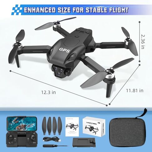 طائرة بدون طيار ألفا جي بي إس مع كاميرا، طائرة بدون طيار احترافية FPV للمبتدئين مع كاميرات مزدوجة RC كوادكوبتر هدايا داخلية وخارجية للبالغين in Kuwait
