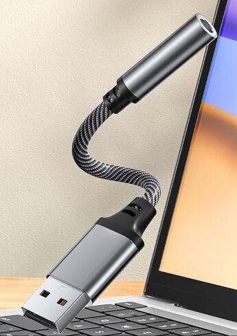 Hididi USB إلى 3.5 ملم محول مقبس الصوت، TRRS USB إلى Aux بطاقة صوت ستيريو خارجية لسماعات الرأس والكمبيوتر in Kuwait