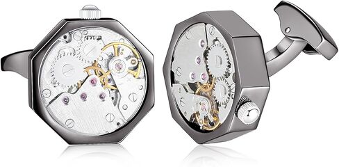 HONEY BEAR Mens Shirt Cufflinks Working Watch Movement for Wedding Business Gift in Saudi Arabia