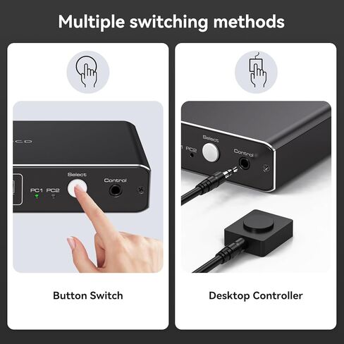 KVM Switch 1 Monitors 2 Computers 4K@60Hz USB C HDMI KVM Switch 2 Port for 1 Laptop 1 Desktop Share 1 Monitor Keyboard Mouse Hard Drives Printer Support 100W Charging for Laptop in Kuwait