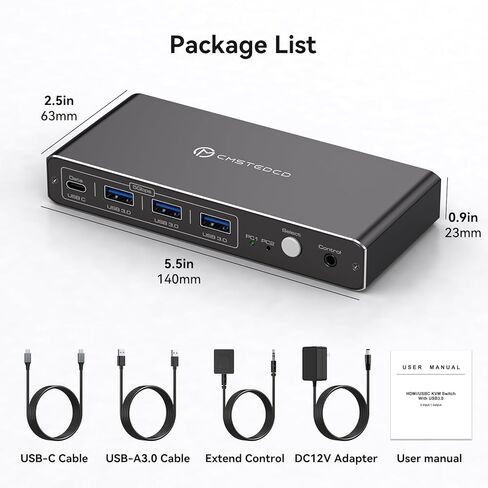 KVM Switch 1 Monitors 2 Computers 4K@60Hz USB C HDMI KVM Switch 2 Port for 1 Laptop 1 Desktop Share 1 Monitor Keyboard Mouse Hard Drives Printer Support 100W Charging for Laptop in Kuwait