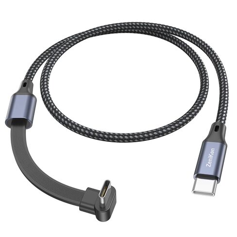 كابل USB C 90 درجة بطول 1 قدم، كابل USB C بزاوية قائمة (شحن سريع 60 وات) نقل بيانات عالي السرعة مجدول من النايلون متوافق مع سلسلة iPhone 17/16/15 وGalaxy وiPad Pro/Air وMacBook in Kuwait