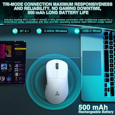 Aula WIN60 HE Pro - لوحة مفاتيح ميكانيكية للألعاب بنسبة 60% سلكية، لوحة مفاتيح مغناطيسية بتأثير القاعة + ماوس ألعاب لاسلكي SOLAKAKA SM850، 24000 نقطة في البوصة قابلة للتعديل، خفيفة الوزن، ماوس لاسلكي مريح in Kuwait
