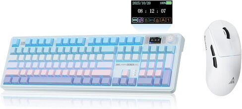CORBOBO LINGBAO K108 Pro and Mouse Combo, Tri-Mode 2.4GHz/BT/Wired USB Rechargeable Creamy Keyboard with Number Pad+ SM850 Wireless Gaming Mouse Programmable Buttons,24000 DPI Adjustable for PC/Mac in Kuwait