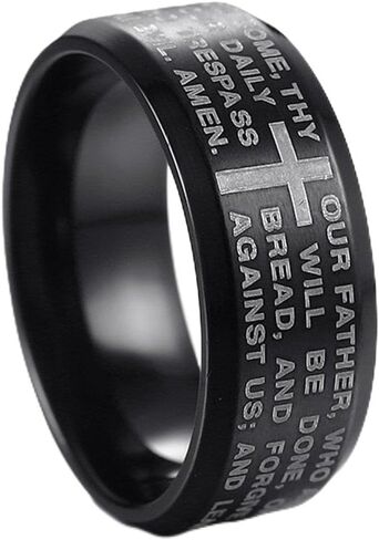 Jude Jewelers Stainless Steel Christian The Lord's Prayer Ring, Matthew 6:9-13 in Saudi Arabia