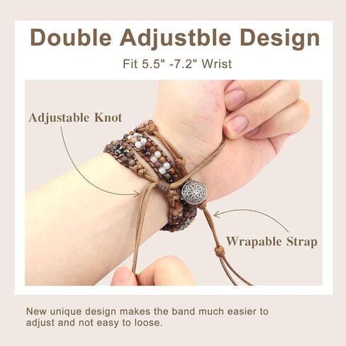 JR.DM Boho Beaded Band Women Compatible with Apple Watch 42mm(S3/2/1) 44mm 45mm 46mm 49mm Brown Stone Bracelet Adjustable Handmade Braided Strap for iWatch Series 11/10/9/8/7/6/5/4/SE 3/2/1/Ultra in Kuwait
