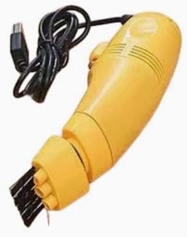 USB Mini Keyboard Vacuum Cleaner No Batteries, Portable Handheld Desktop Vacuum with Brush Attachment, Small Dust Cleaner for Laptop, Keyboard, Car Interior (Yellow) in Kuwait