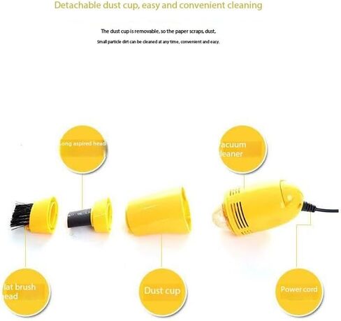 USB Mini Keyboard Vacuum Cleaner No Batteries, Portable Handheld Desktop Vacuum with Brush Attachment, Small Dust Cleaner for Laptop, Keyboard, Car Interior (Yellow) in Kuwait