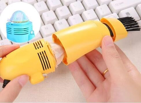 USB Mini Keyboard Vacuum Cleaner No Batteries, Portable Handheld Desktop Vacuum with Brush Attachment, Small Dust Cleaner for Laptop, Keyboard, Car Interior (Yellow) in Kuwait