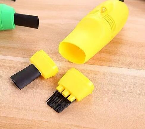 USB Mini Keyboard Vacuum Cleaner No Batteries, Portable Handheld Desktop Vacuum with Brush Attachment, Small Dust Cleaner for Laptop, Keyboard, Car Interior (Yellow) in Kuwait
