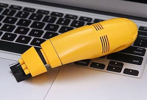 USB Mini Keyboard Vacuum Cleaner No Batteries, Portable Handheld Desktop Vacuum with Brush Attachment, Small Dust Cleaner for Laptop, Keyboard, Car Interior (Yellow) in Kuwait