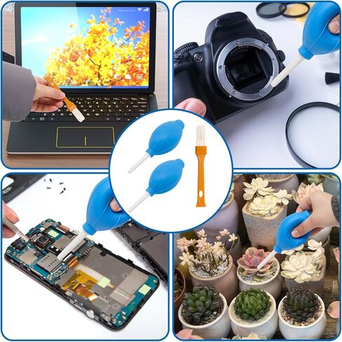 2pcs Powerful Ink Air Blower and 1pcs Dust Removal Brush,Hand Held Air Blower Pump Cleaning Tools,Rubber Dust Cleaner for Computer Keyboard/Camera/Mobile Phone Cleaning/Succulents(Blue) in Kuwait