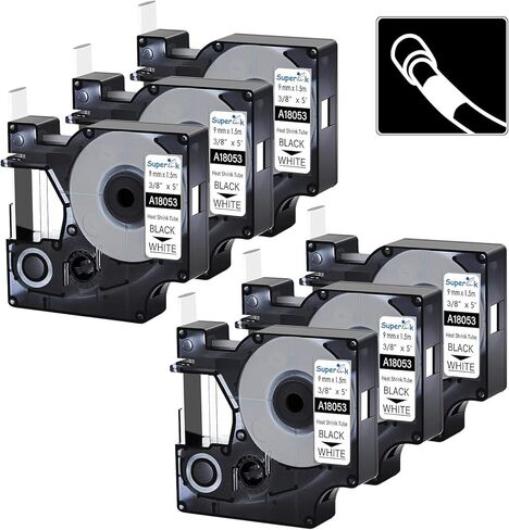 USUPERINK 10 Pack 9mm White Industrial Heat Shrink Tube Compatible for DYMO 18053 3/8" Black on White Label Tape for Cables Use with Rhino 3000 4200 5200 5000 6000 Industrial Label Maker in Saudi Arabia