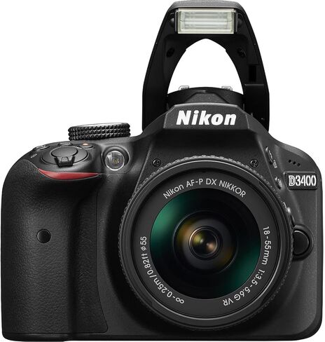 كاميرا نيكون D3400 DSLR مع عدسة AF-P DX NIKKOR مقاس 18-55 مم f/3.5-5.6G VR، مستشعر DX بدقة 24.2 ميجابكسل، حزمة كاملة الوضوح 1080 بكسل مع مجموعة تنظيف + بطاقة ذاكرة 64 جيجابايت + المزيد in Kuwait