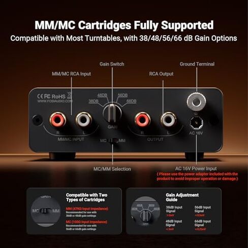 Fosi Audio ZA3 مضخم صوت استريو متوازن مكون صوتي منزلي صغير 2 قناة أحادية أمبير وصندوق X5 Phono Preamp للقرص الدوار، مضخم صوت منزلي صغير للقرص الدوار لخرطوشة MM وMC in Kuwait