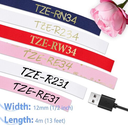 5 عبوات متوافقة مع شريط الساتان Ptouch TZe-R231 TZ-R231 TZe TZ مقاس 12 مم 0.47 بوصة أسود على أبيض شريط صانع ملصقات من القماش المزخرف لـ PT-1950 PT-200 PT-E300 PT-E300VP PT-E500 in Kuwait