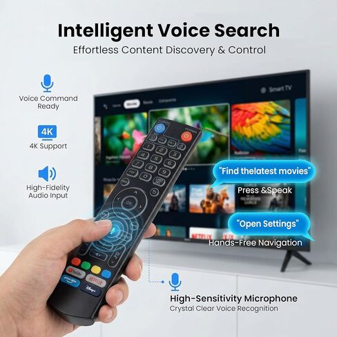 New Fit for Vseebox V5 Pro Remote,Fit for vSeeBox V3 Pro Voice Remote Control,Fit for vSeeBox V1/V2,V5Pro/V3Pro/V2Pro/V1Pro/V3Plus/,V1 Max/Elite/Max,Intelligent Bluetooth Voice Remote. in Kuwait