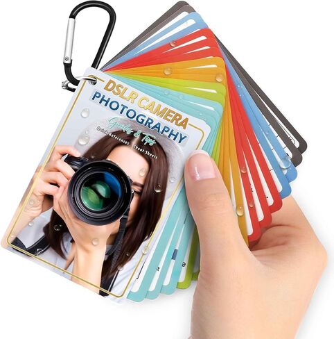 كتاب أوراق الغش للتصوير الفوتوغرافي من AJART للمبتدئين - ملحقات كاميرا Sony Canon Nikon Leica Fuji Ricoh DSLR - بطاقة مرجعية للتصوير الفوتوغرافي مقاس 4 × 3 بوصة تتضمن الإعدادات والأوضاع والتعرض والفتحة وما إلى ذلك in Kuwait